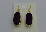 NGE5136 10*22mm - 12*25mm freeform plated druzy quartz earrings