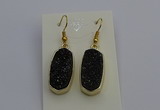 NGE5137 10*22mm - 12*25mm freeform plated druzy quartz earrings