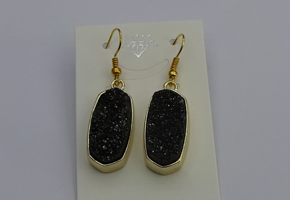 NGE5137 10*22mm - 12*25mm freeform plated druzy quartz earrings