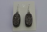 NGE5141 10*22mm - 12*25mm freeform plated druzy quartz earrings