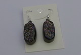 NGE5144 10*22mm - 12*25mm freeform plated druzy quartz earrings