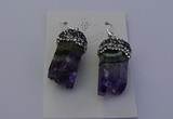 NGE5150 12*20mm - 10*25mm freeform amethyst earrings wholesale