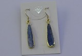 NGE5157 8*25mm flat teardrop blue kyanite earrings wholesale