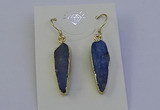 NGE5158 8*25mm flat teardrop blue kyanite earrings wholesale