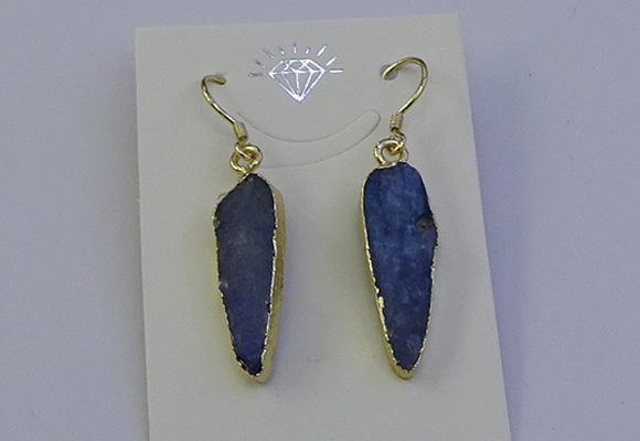 NGE5158 8*25mm flat teardrop blue kyanite earrings wholesale