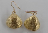 NGE54 18*20mm - 20*22mm freeform plated shell fossil earrings