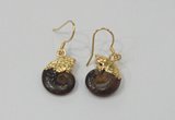 NGE56 12*16mm - 13*18mm ammonite gemstone earrings wholesale