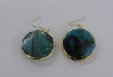 NGE58 30mm flat round agate gemstone earrings wholesale