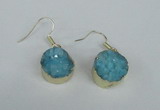 NGE69 15mm coin druzy agate gemstone earrings wholesale