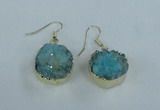 NGE71 18mm coin druzy agate gemstone earrings wholesale