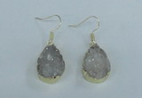 NGE73 13*18mm teardrop druzy agate gemstone earrings wholesale