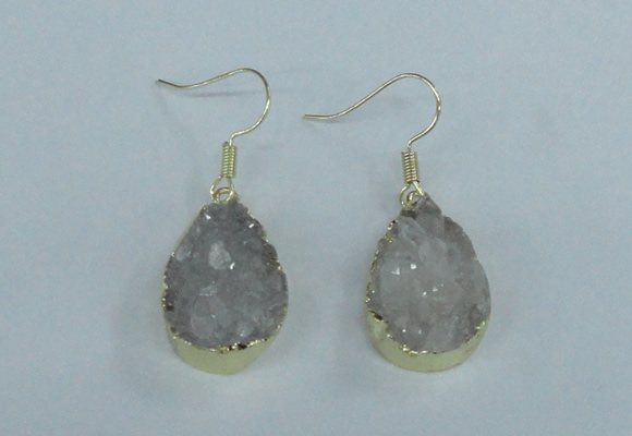 NGE73 13*18mm teardrop druzy agate gemstone earrings wholesale