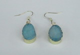 NGE74 13*18mm teardrop druzy agate gemstone earrings wholesale