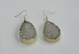 NGE76 20*30mm teardrop druzy agate gemstone earrings wholesale