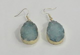 NGE77 20*30mm teardrop druzy agate gemstone earrings wholesale