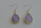 NGE81 13*18mm teardrop druzy agate gemstone earrings wholesale