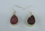 NGE82 13*18mm teardrop druzy agate gemstone earrings wholesale