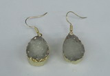 NGE85 15*20mm teardrop druzy agate gemstone earrings wholesale