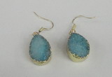 NGE87 15*20mm teardrop druzy agate gemstone earrings wholesale