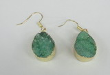 NGE88 15*20mm teardrop druzy agate gemstone earrings wholesale