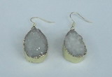 NGE90 18*25mm teardrop druzy agate gemstone earrings wholesale