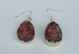 NGE91 18*25mm teardrop druzy agate gemstone earrings wholesale