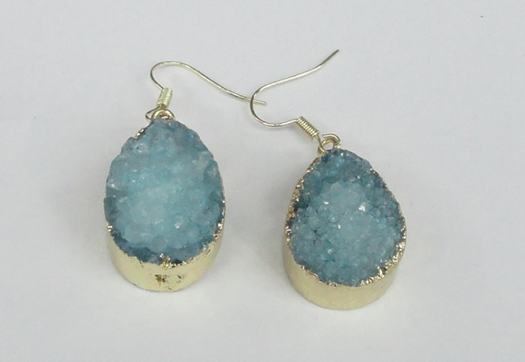 NGE92 18*25mm teardrop druzy agate gemstone earrings wholesale