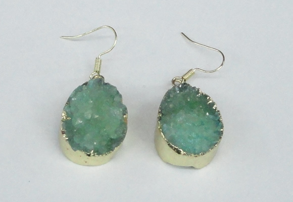 NGE93 18*25mm teardrop druzy agate gemstone earrings wholesale