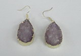 NGE95 20*30mm teardrop druzy agate gemstone earrings wholesale