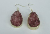 NGE96 20*30mm teardrop druzy agate gemstone earrings wholesale