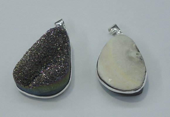 NGP1003 25*35mm - 35*45mm freeform druzy agate beads pendant