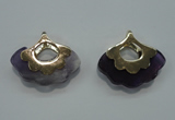 NGP1071 8*25*28mm amethyst gemstone pendants with brass setting