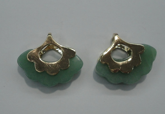 NGP1072 8*25*28mm gree aventurine pendants with brass setting