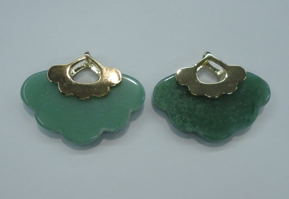 NGP1078 8*40*50mm gree aventurine pendants with brass setting