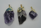 NGP1090 20*30mm - 25*50mm nuggets amethyst gemstone pendants