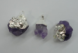 NGP1092 18*25mm - 25*40mm faceted nuggets amethyst pendants