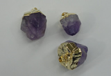 NGP1093 18*25mm - 25*40mm faceted nuggets amethyst pendants