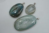 NGP1100 30*40 - 50*70mm freeform druzy agate pendants with brass setting