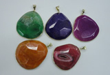 NGP1111 40*50 - 50*55mm freeform druzy agate pendants with brass setting