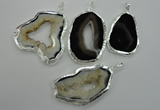 NGP1116 30*45 - 45*55mm freeform druzy agate pendants with brass setting