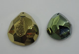 NGP1132 40*45 - 50*55mm faceted teardrop plated druzy agate pendants