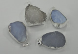 NGP1135 25*35mm - 40*45mm freeform druzy agate pendants with brass setting