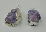 NGP1137 25*35mm - 40*45mm freeform druzy agate pendants with brass setting