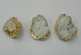 NGP1142 25*35mm - 40*45mm freeform druzy agate pendants with brass setting