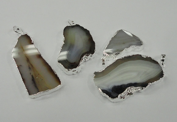 NGP1145 25*35mm - 40*60mm freeform agate pendants with brass setting