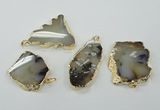 NGP1146 25*35mm - 40*60mm freeform agate pendants with brass setting