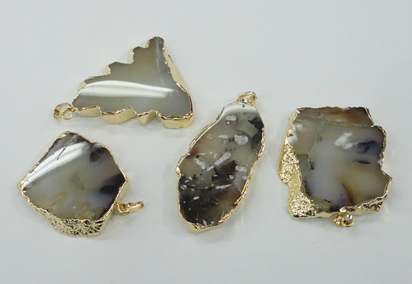 NGP1146 25*35mm - 40*60mm freeform agate pendants with brass setting