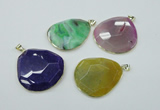 NGP1149 40*50mm - 50*55mm freeform druzy agate pendants with brass setting