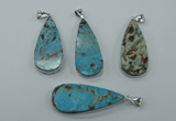 NGP1157 20*40mm - 25*50mm freeform ocean agate pendants with brass setting