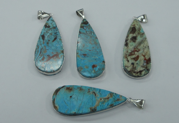 NGP1157 20*40mm - 25*50mm freeform ocean agate pendants with brass setting